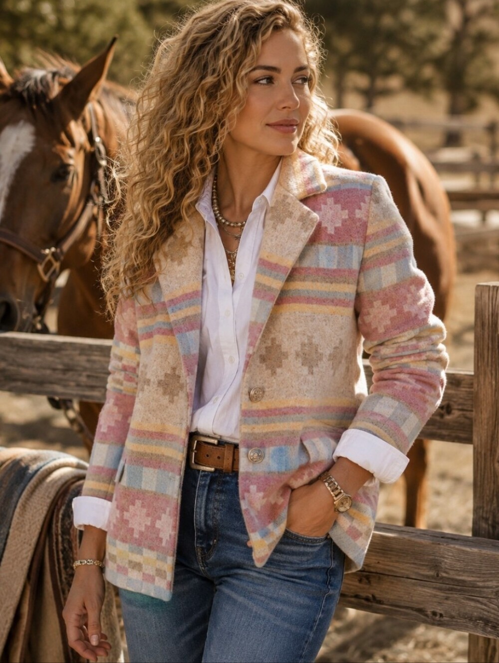 Vintage Eagle River Traders Wool Aztec Blazer Jacket